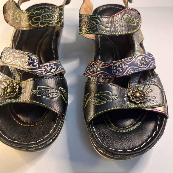 Spring Step Suzanne Leather Black Comfort Sandals - Picture 2 of 11